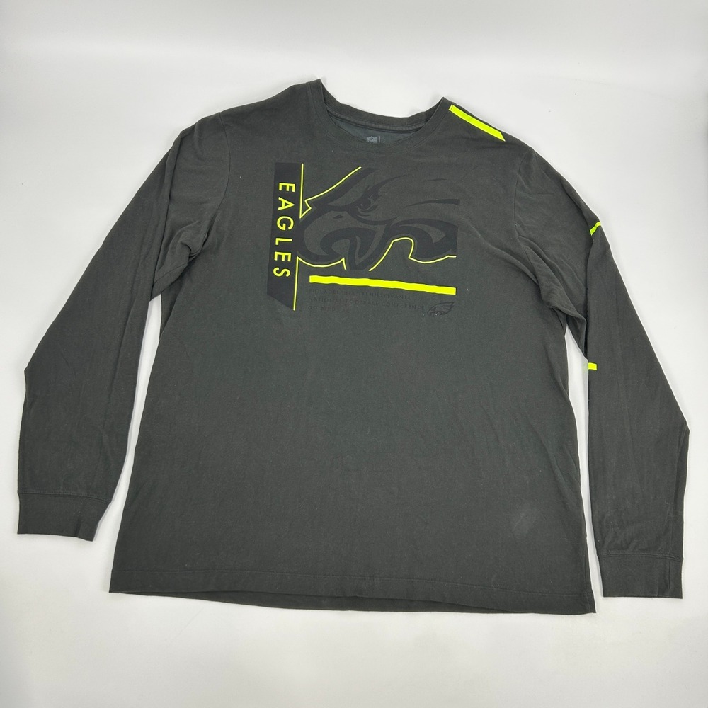 Philadelphia Eagles Shirt Men's XXL Black NFL Nike‎ Dri-Fit Long Sleeve Crewneck